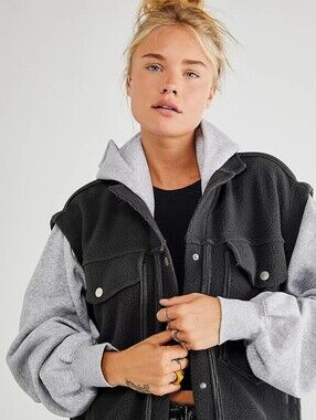 Free People We The Free Treeline Cardi Gray Women's Oversized XS
